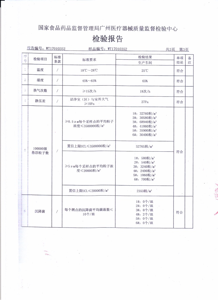 醫療器械初包裝生產車間檢測報告第3頁